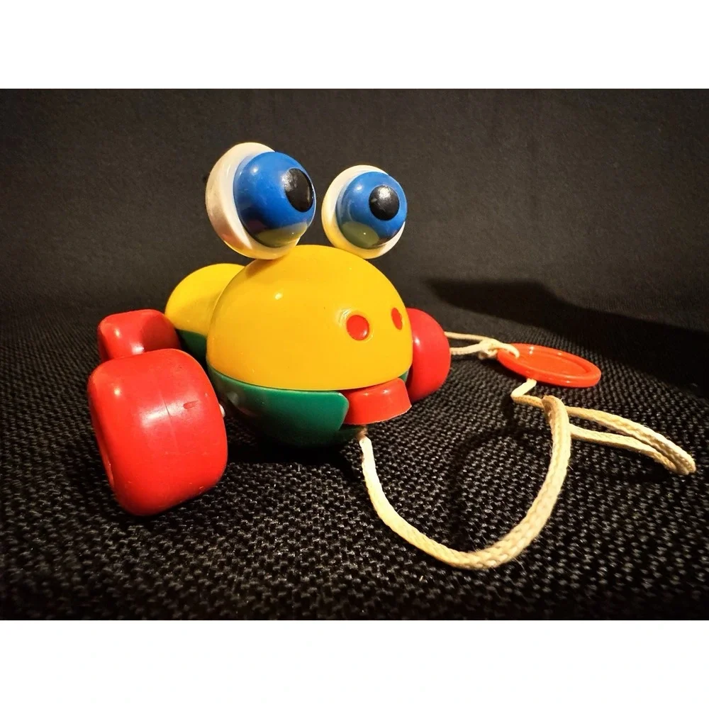 Vintage Safe-N-Fun Licking Frog Pull Toy w/ Original Box Plastic Rare